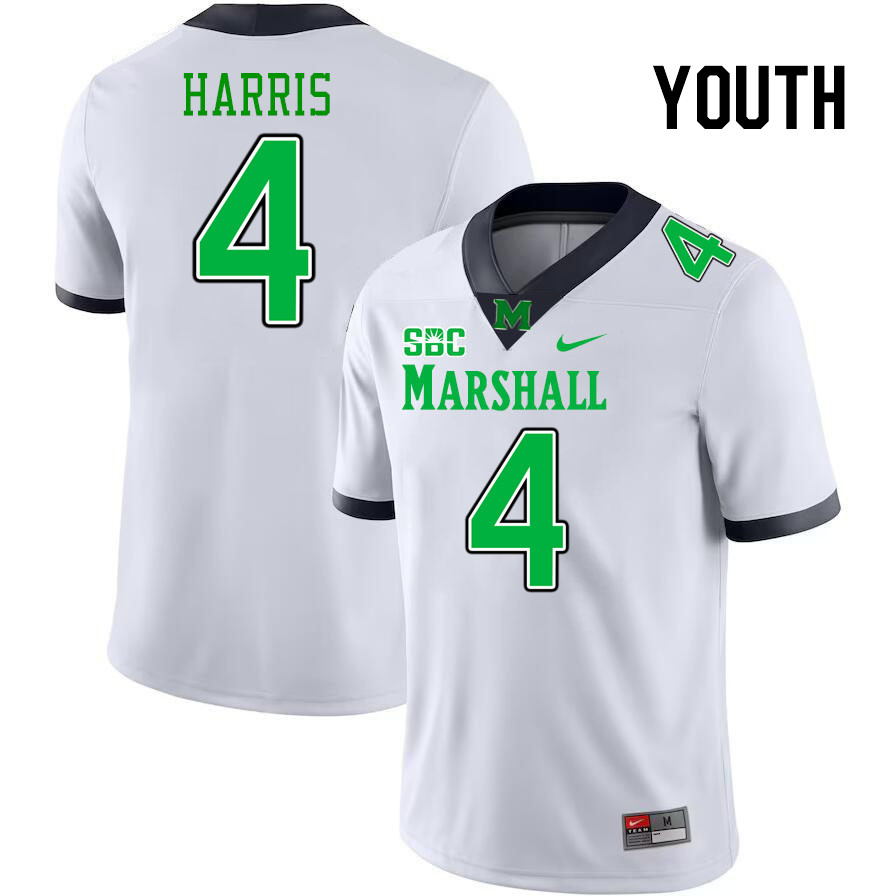 Youth #4 DeMarcus Harris Marshall Thundering Herd SBC Conference College Football Jerseys Stitched-W